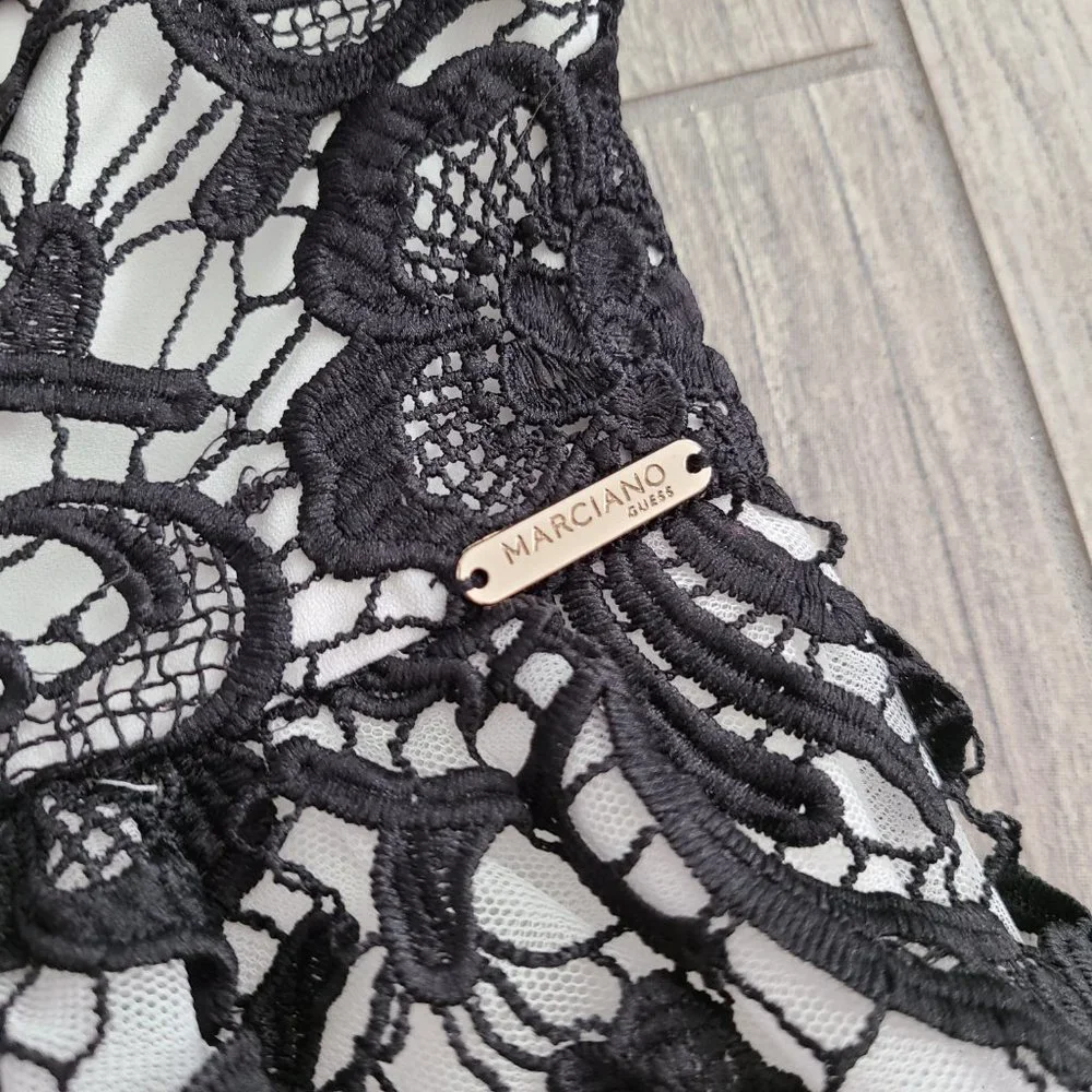 Marciano Guess girls black & white laced sleeveless formal dress size 14 NWT